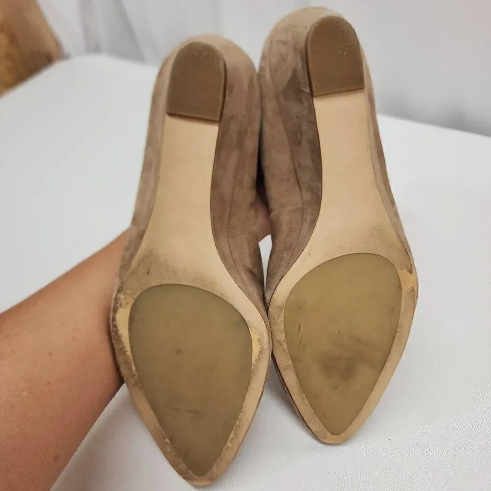Talbots Size 10 Lanely Asymmetrical Wedges - Tan Leather Suede Comfort Career A